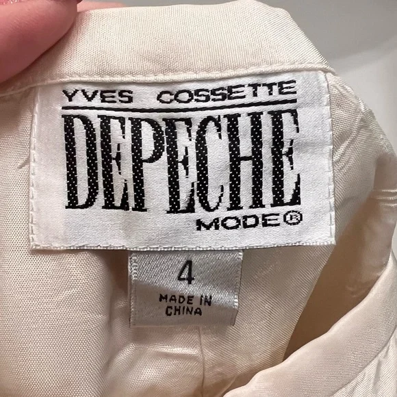 Vintage Silk Cream Teal Embroidered Butterfly Pants Yves Cossette Depeche Mode - Picture 5 of 12